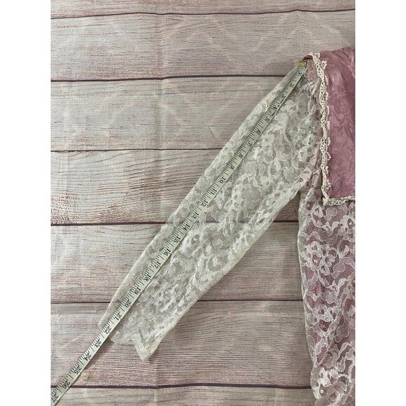 Vintage Jessica McClintock Women's Pink Prairie Dress With Lace Details Silk - 8 - Picture 8 of 12